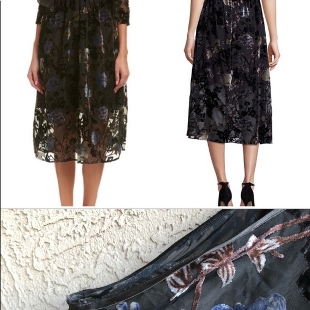 ABS Dark Floral Velvet Whimsy Goth Dress - Picture 4 of 11